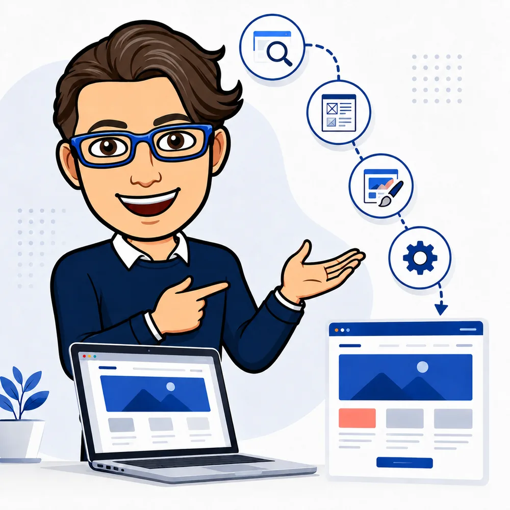 Frank, l'assistente AI del Metodo Frank, indica il sito web professionale realizzato nel percorso Presenza Online Guidata